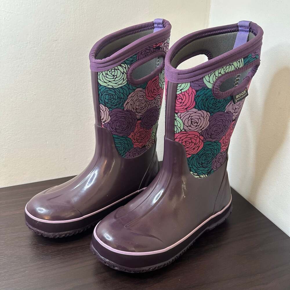 BOGS Purple Classic Rosey Waterproof Pull-on Winter Boots, Size 4 Big Kid - Picture 12 of 12